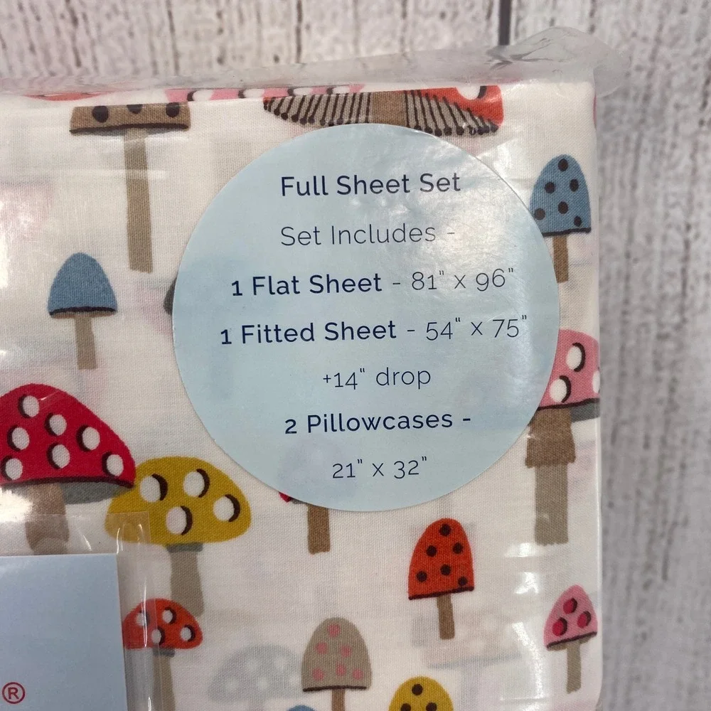 Cath Kidston Sheet Set Full Russet Mini Mushrooms 200TC Cotton Percale Woodland